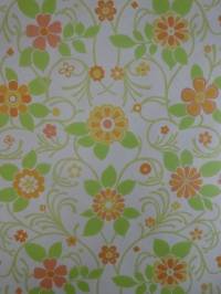 papier peint vintage vert orange