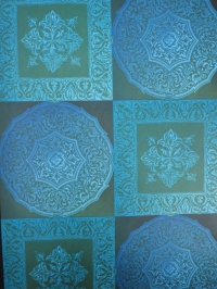 geometrisch vintage behang blauw