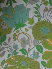 vintage bloemenbehang groen