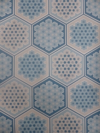 vintage behang geometrisch blauwe zeshoeken