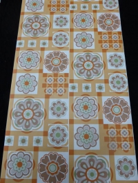 orange brown flowers in a geometric pattern